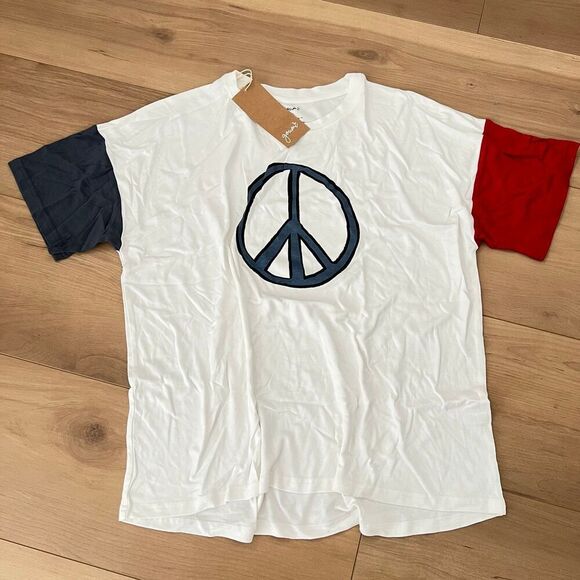 NWT Goumi Kids Peace Parent Tee SZ XS / S Oversized Unisex Top Bamboo - Picture 1 of 3